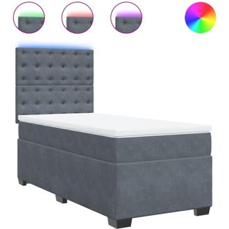 vidaXL Vidaxl - Cama Box Spring Con Colch&oacute;n Terciopelo Gris Oscuro 80x200 Cm