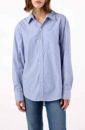 Amo Ruthie Oversized Stripe Shirt In Blue Multi