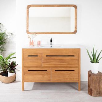 Wanda Collection Mueble baño de teca y cerámica Sira solo 120 cm