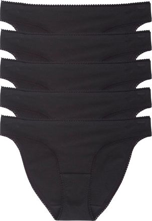 OnGossamer 5-Pack Cabana Stretch Cotton Hip-Bikinis in Black at Nordstrom, Size Medium