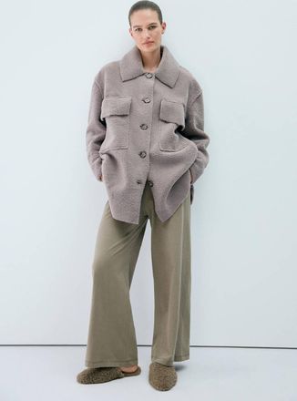 Mango Vestaglia montone oversize marrone medio - Donna - XS - MANGO
