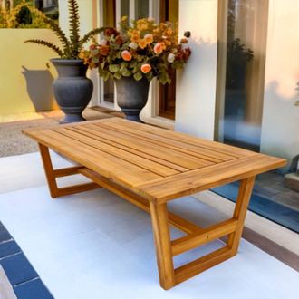 Direct Wicker Acacia Wooden Garden Coffee Table, Outdoor Patio Durable Tea Table in Brown | Size: 1 Pack