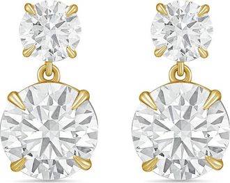 Diana M. Jewels 14KT YG 20.00 Ct TW of Lab grown round diamonds drop earrings