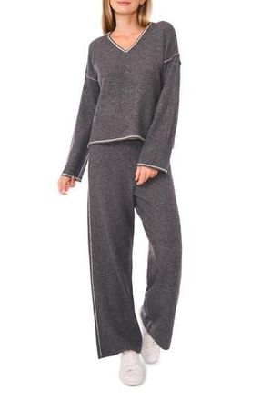 Vince Camuto V-Neck Sweater & Pants Set in Medium Heather Grey at Nordstrom Rack, Size X-Large