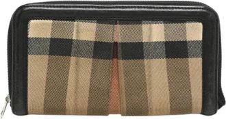 Burberry Pre-owned House Check Canvas Wallet - Dames - Vintage Accessoires - Beige - ONE Size - Leer - Vintage