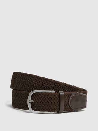 Reiss Dark Brown Basket-weave Belt, 30