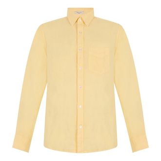 GANT Casual Shirts, male, Yellow, Size: M Regular Fit Garment-Dyed Linen Shirt