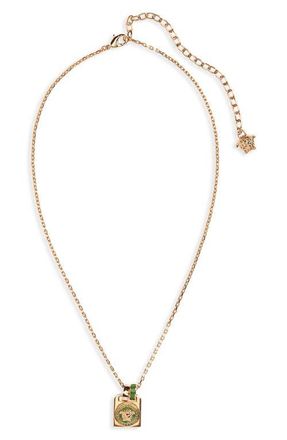 Versace Enamel Pendant Necklace in Versace Gold Green Grass at Nordstrom