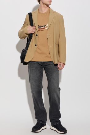 Emporio Armani Blazer With Double Vent, Mens, Beige