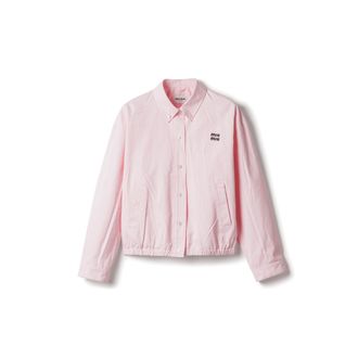 Miu Miu Poplin Blouson Jacket, Woman, Alabaster Pink, Size 40