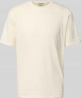 Scotch & Soda T-Shirt mit Strukturmuster und Rundhalsausschnitt in Offwhite, Gr&ouml;&szlig;e XXL
