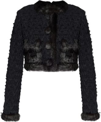 Dolce & Gabbana Tweed Jas Met Bontinzetten - Dames - Blazers - Zwart - XS - Tweed - Jassen
