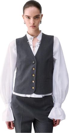 Liu Jo Flanellen Gilet - Dames - Gillet - Grijs - S - Leer - Kostuums
