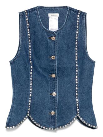 Sandro rhinestone-embellished gilet - Blue