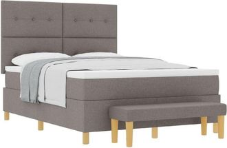 vidaXL Box Spring Bed with Mattress Taupe 140 x 200 cm Fabric vidaXL