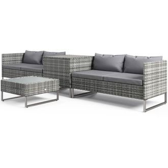 OUTSUNNY Set da Giardino 4pz con 2 Divani 2 Posti e 2 Tavolini in Rattan Acciaio - Outsunny