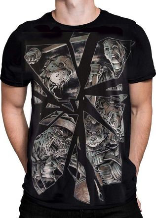 Darkside Horror Movie Shattered Mirror Genuine Darkside Freddy Jason Chucky Mens T Shirt