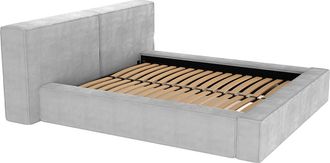 Vente-Unique Cama ba&uacute;l 200 x 200 cm - Terciopelo acanalado - Gris claro - TIMANO de Pascal Morabito