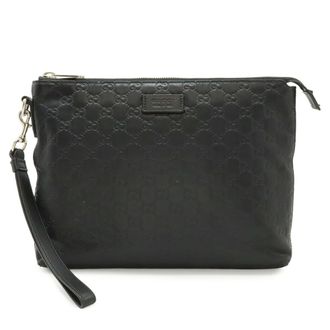 Gucci Black Leather Clutch Bag (Pre-Owned)