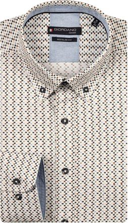Giordano overhemd creme patroon katoen