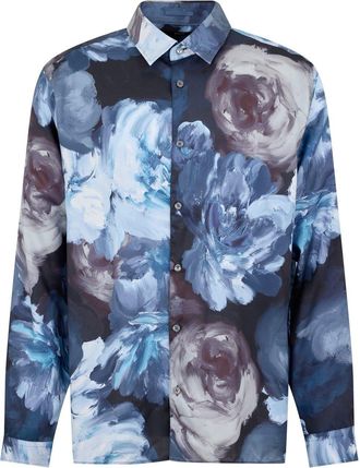 Ted Baker Mens Lapland Regular Fit Long Sleeve Shirt in Teal-Blue - Size 4XL