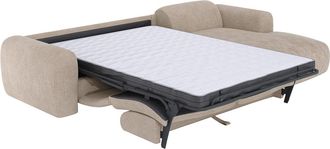 Vente-Unique Gran sof&aacute; cama rinconera de &aacute;ngulo derecho convertible express en pana beige POGNI