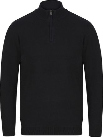 Kensington Eastside Mens Barnsley Cotton Rich Funnel Zip Neck Knitted Jumper - Black - XXL