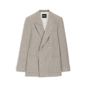 BOSS Relaxed-fit double-breasted blazer with micro pattern