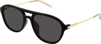 Gucci GG2254SK Asian Fit 001 Mens Sunglasses Black Size 57 - Free RX Lenses - Free RX Lenses