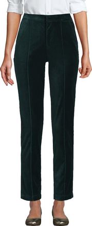 Lands End Velvet High Rise Pintuck Pencil Ankle Pants in Deep Balsam at Nordstrom, Size 10