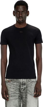 Diesel Slim short-sleeve top with laser cut Oval D - T-Shirts - Man - Black