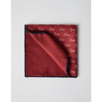 Brunello Cucinelli MenS Red And Blue Patterned Pocketsquare, One Size