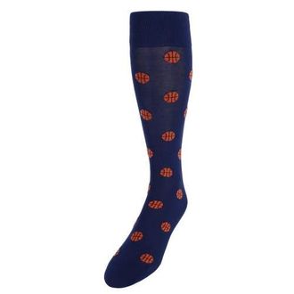 Trafalgar Store Three Point Shot Basketball Novelty Mercerized Cotton Mid-Calf Socks in Navy Blue at Nordstrom