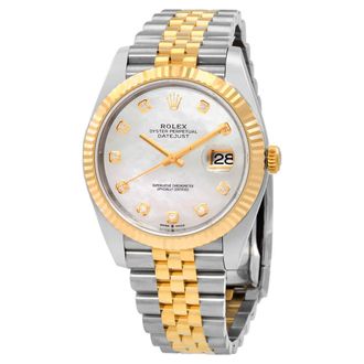 Rolex Datejust 41 Automatic Diamond White Mother of Pearl Dial Watch 126333WDJ