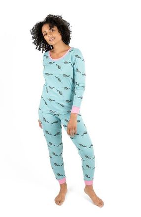 Leveret Womens Cotton Matching Family Pajamas, Wild Canvas Prints in Whale at Nordstrom, Size X-Large