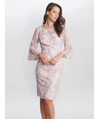 Gina Bacconi Womens Tanya Embroidered Lace Dress - Pink - Size 20 UK