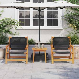 Berkfield Home Modern Garden Chairs 2 pcs Black 67x77x73 cm Solid Wood Acacia in Brown | Size: 67 x 77 x 73 cm
