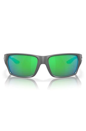 Costa Tailfin 60mm Polarized Rectangular Sunglasses in Matte Gray/Green Mirror 580P at Nordstrom