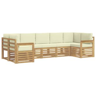 vidaXL Conjunto De Sof&aacute;s De Exterior 6 Pcs Blanco Y Crema Vidaxl
