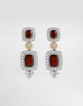 Dolce & Gabbana Eleganza Earrings 18-carat White And Rose Gold, Garnets, And Sapphires - Woman Earrings White Onesize