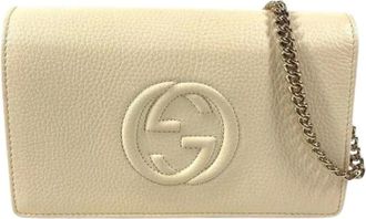 Gucci Pre-owned Cross Body Bags, female, Beige, Size: ONE SIZE Pre-owned Chain/Shoulder Wallet
