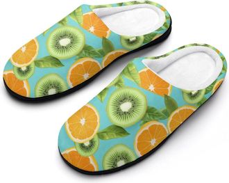 Generic Citrus And Kiwi Fashion Cotton Slippers for Women Memory Foam House Slippers Non-Slip House Bedroom Shoes
