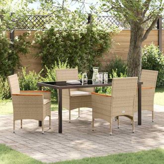 vidaXL Conjunto De Comedor De Jard&iacute;n Con Coj&iacute;n 5 Pcs Beige Polirat&aacute;n Vidaxl