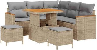 vidaXL Garden Sofa Set with Cushion 8 pcs Beige Poly rattan vidaXL