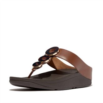 FitFlop Womens Fino Resin Toe Post Sandal In Rich Brown