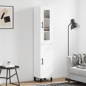vidaXL Aparador Alto Madera Contrachapada Blanco 34,5x34x180 Cm Vidaxl