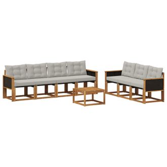 vidaXL Conjunto De Sof&aacute;s De Exterior 8 Pcs Natural Y Gris Claro Vidaxl