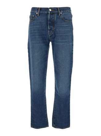 Jacob Cohen Edo Blue Five-Pocket Jeans With Logo Patch On The Back In Denim Man