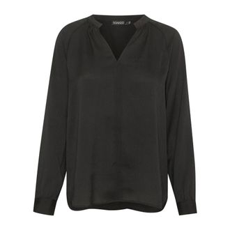 Soaked In Luxury Blusa negra de manga larga con cuello en V - Blouses & Shirts - Mujer - Negro - 2XL