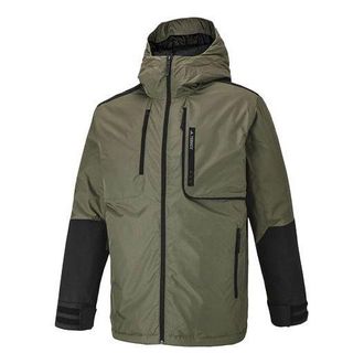 adidas Mens adidas Contrasting Colors Hooded Stay Warm Down Jacket Dark Olive Green HE3689